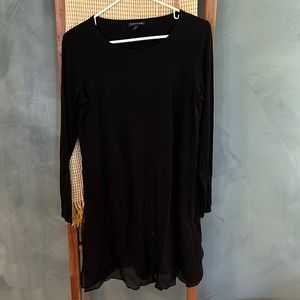 EUC Black Eileen Fisher tunic top with button hem